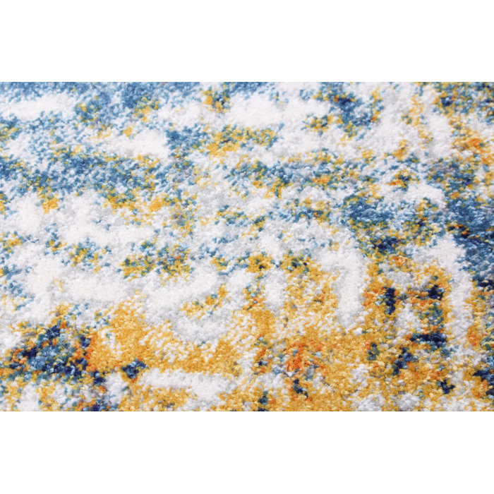 Hashtag Home Coughlin Abstract Blue/Yellow Area Rug & Reviews Wayfair